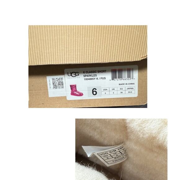 UGG Classic Short Sparkles Boots Fuchsia Size 6 NWT - Picture 8 of 10